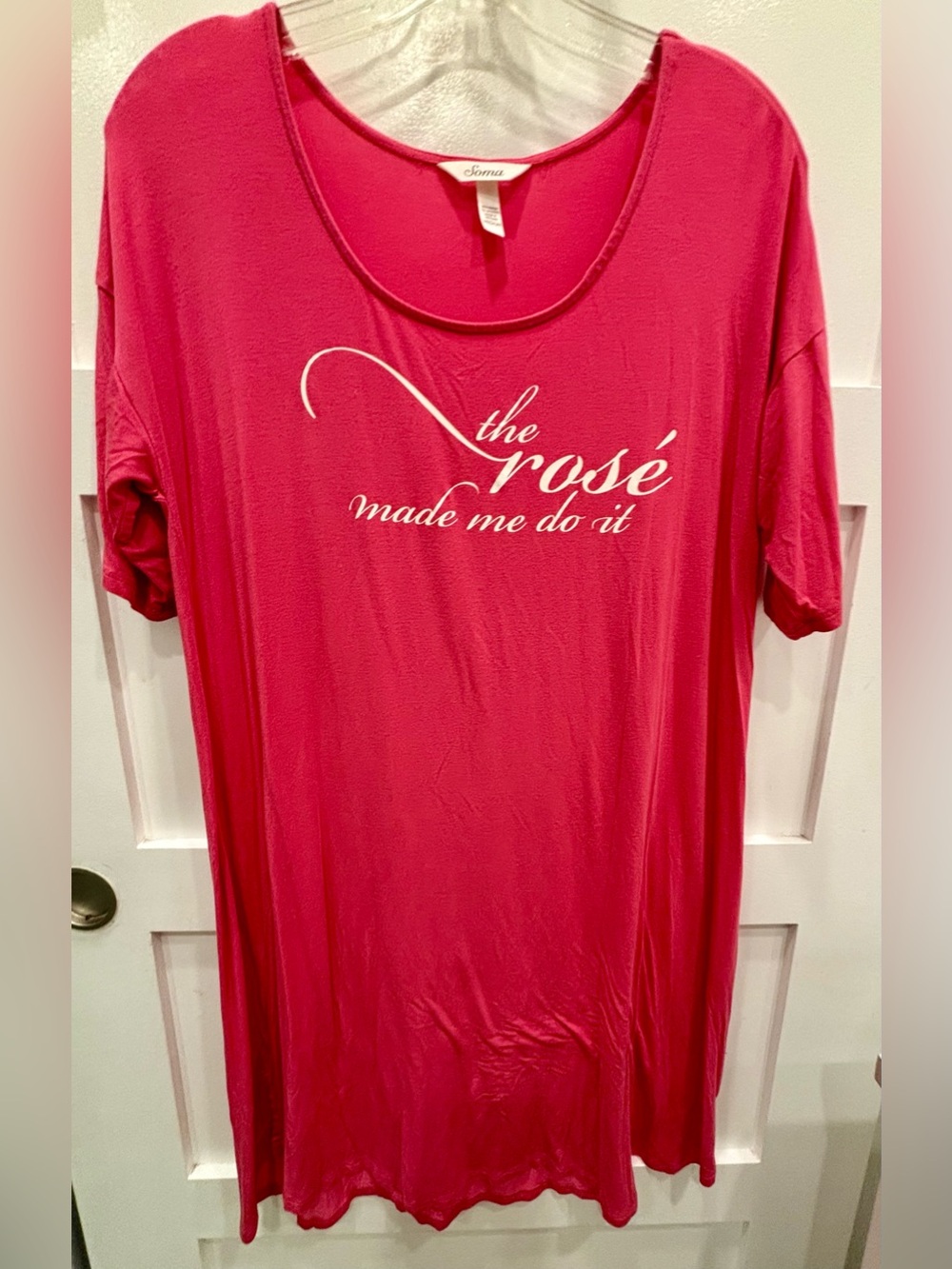 Soma Hot Pink Scoop Neck “The Rose Made Me Do It” Sleep Shirt